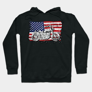 Motorcycle American USA Flag Biking Lover Biker Hoodie